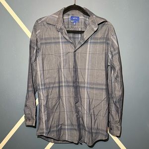 👕3/$15 Apt 9 Mens Premier Flex Slim Fit Dress Shirt Grey Blue Plaid